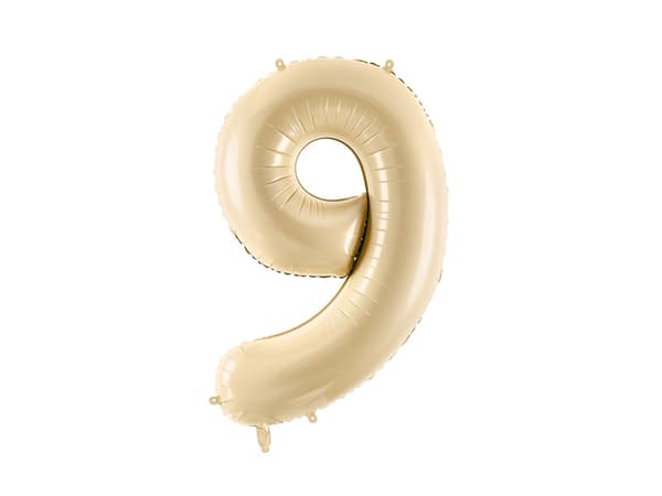 Folioilmapallo Numero ''9'', 72 cm, beige (1 pakkaus / 50 kpl)