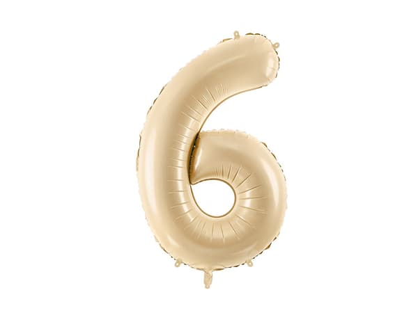 Folioilmapallo numero ''6'', 72 cm, beige