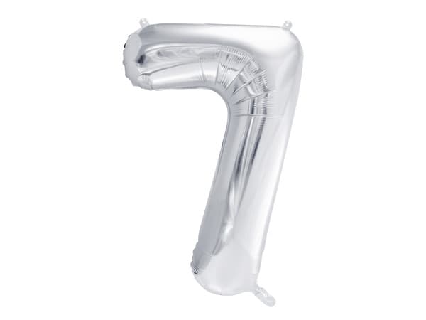 Folieballong Nummer ''7'', 86 cm, silver (1 kartong / 50 st.)