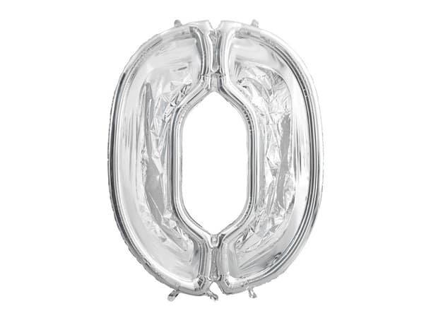 Formnummer ""0"" för latexballonger, 126 cm, silverblanka