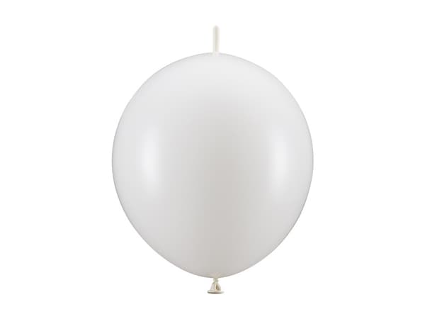 Ballonger med koppling, 28 cm, Metallic Ren Vit (1 förpackning / 20 st.)