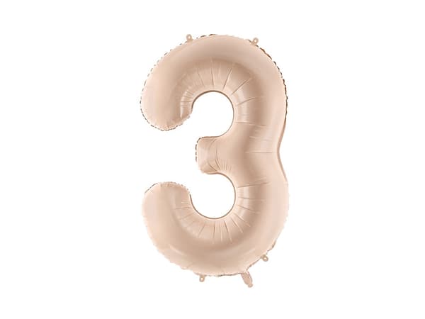 Folioilmapallo Numero ''3'', 72 cm, tummanbeige