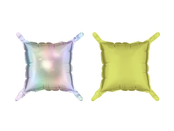 Folieballongardin dobbeltsidet firkantet, holografisk-neongul, 35 x 35 cm (1 pakke / 4 stk.)