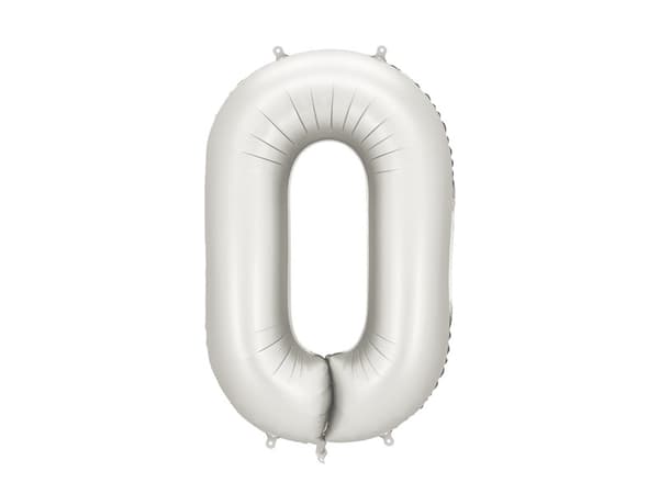Folieballong med siffran ''0'', 86 cm, silver
