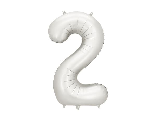 Folieballong med siffran ''2'', 86 cm, silver