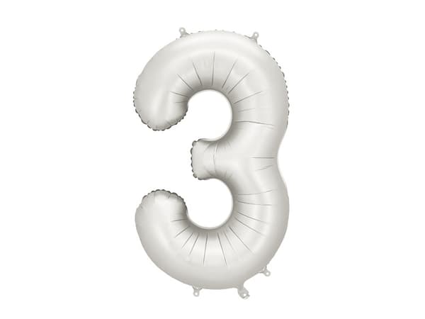 Folieballong med siffran ''3'', 86 cm, silver