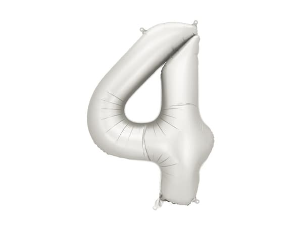 Folieballong med siffran ''4'', 86 cm, silver