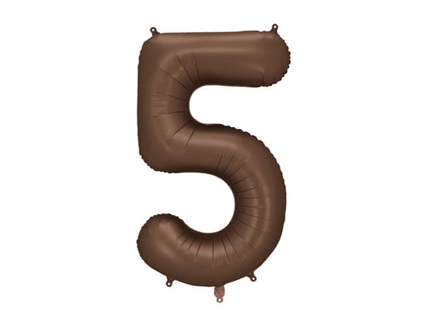 Folieballon nummer ''5'', 86 cm, mokka