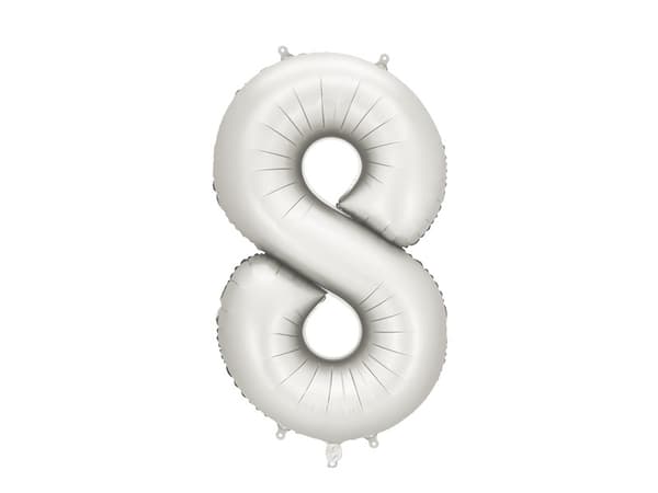 Folieballong med siffran ''8'', 86 cm, silver