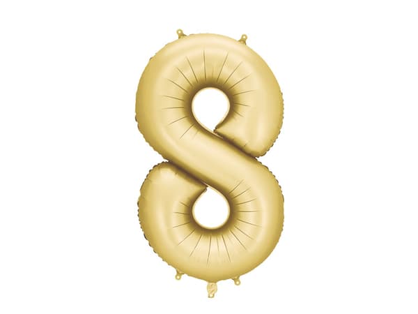 Folieballong med siffran ''8'', 86 cm, guld