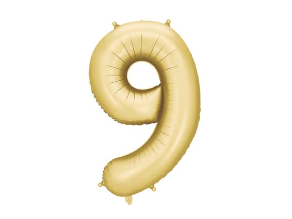 Folieballong med siffran ''9'', 86 cm, guld