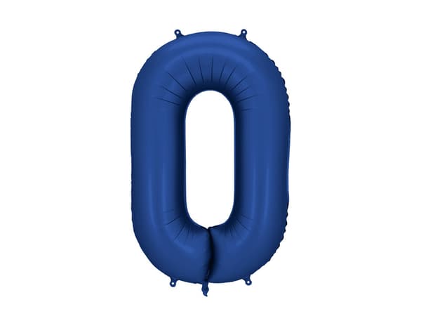 Folieballong Nummer ''0'', 86 cm, marinblå