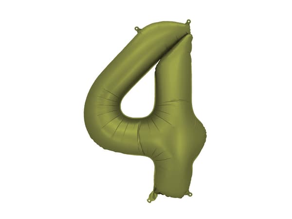 Folieballong med siffran ''4'', 86 cm, olivgrön