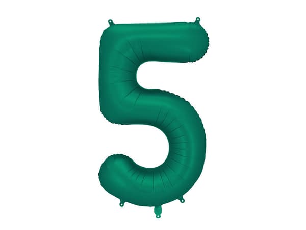 Folieballong Nummer ''5'', 86 cm, flaskgrön