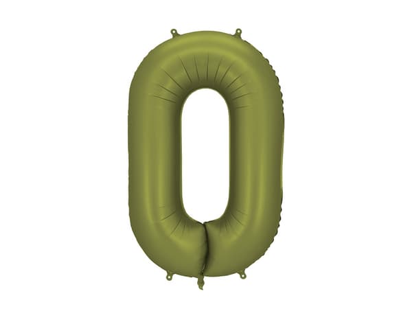 Folieballon med tallet ''0'', 86 cm, olivengrøn