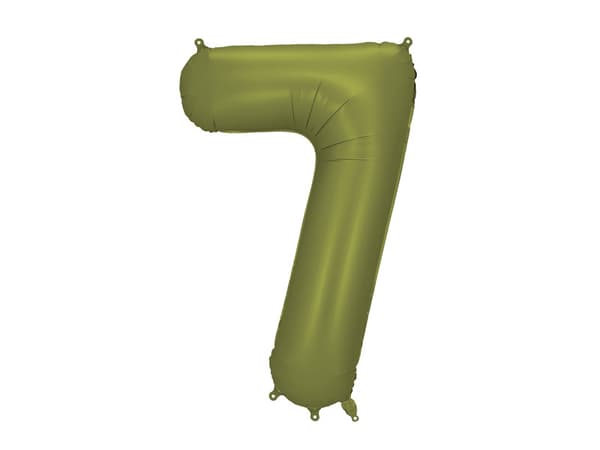 Folieballong nummer ''7'', 86 cm, olivgrön