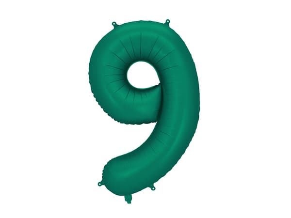 Folieballong Nummer ''9'', 86 cm, flaskgrön