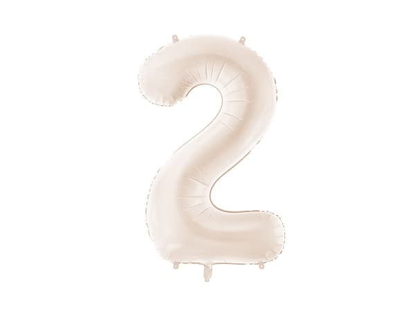 Folieballon Nummer ''2'', 86 cm, lys beige