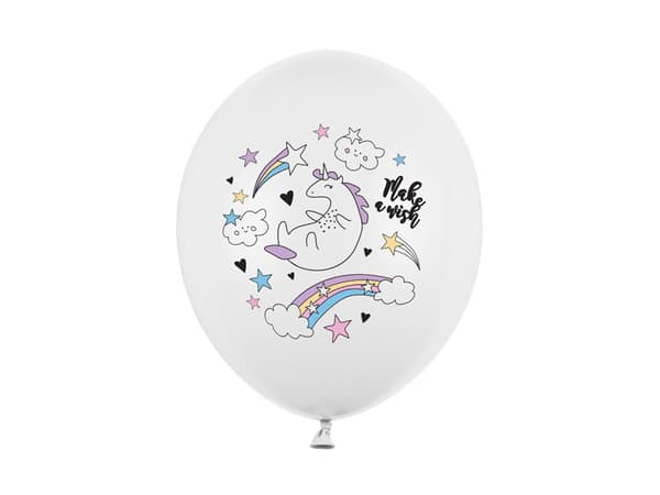 Ballonger 30 cm, Enhörning, Pastell Ren Vit (1 förpackning / 50 st.)