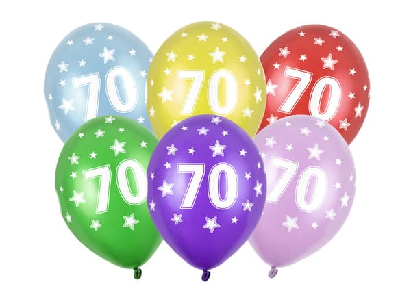 Ballonger 30 cm, 70-årsdag, metallmix (1 förpackning / 50 st)