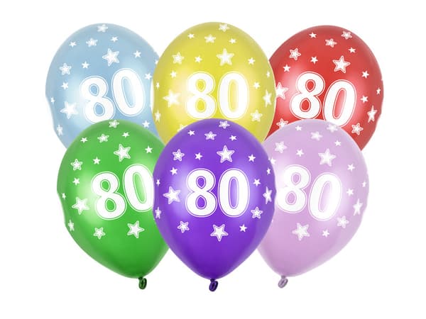 Ballonger 30 cm, 80-årsdag, metallmix (1 förpackning / 50 st)