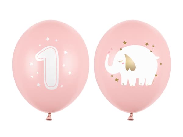 Ballonger 30 cm, 1-årsdag, Babyrosa (1 förpackning / 50 st.)