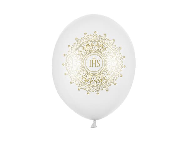 Ballonger 30 cm, IHS, Metallic Ren Vit (1 förpackning / 50 st.)