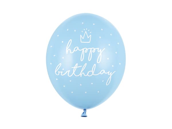 Ballonger 30 cm, grattis på födelsedagen, P. Babyblå (1 förpackning / 50 st.)