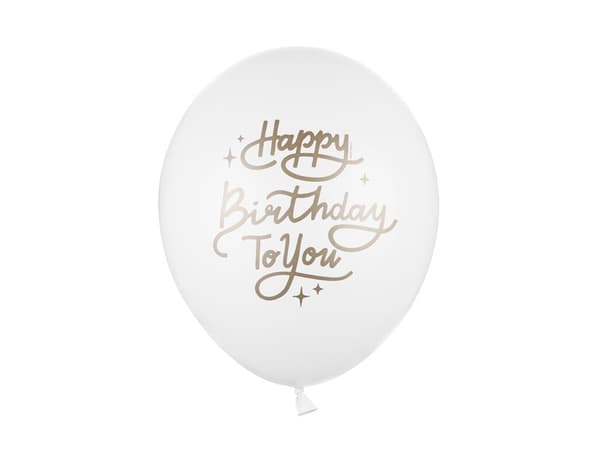 Ballonger 30 cm, Grattis på födelsedagen, Pastellfärgade, renvita (1 förpackning / 50 st.)