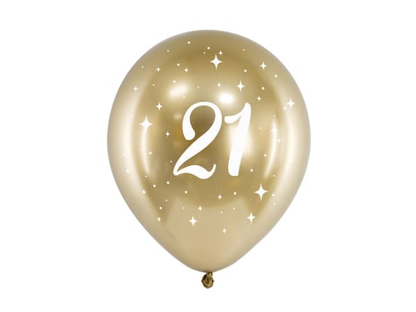 Glansiga ballonger 30 cm, 21, guld (1 förpackning / 6 st.)