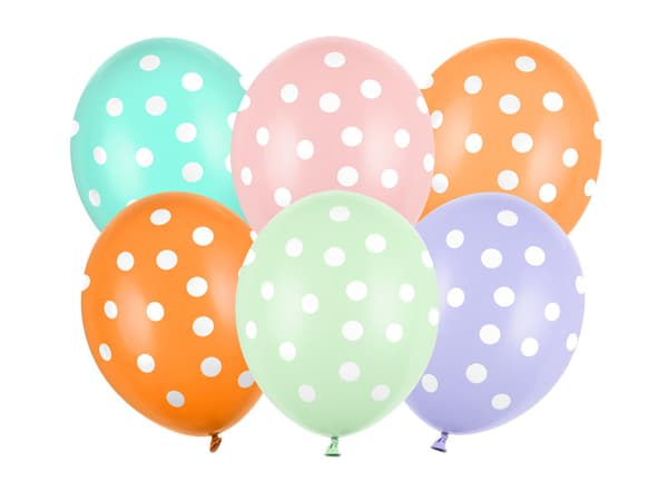 Ballonger 30 cm, Prickar, mix (1 förpackning / 6 st.)
