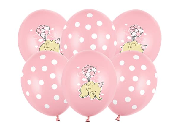Ballonger 30cm, Elefant, Pastellrosa Mix (1 förpackning / 6 st.)