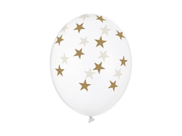 Balloner 30 cm, Stjerner, Krystalklare (1 pakke / 6 stk.)