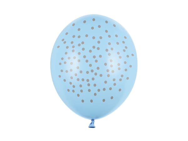 Balloner 30 cm, Prikker, Pastel Babyblå (1 pakke / 6 stk.)