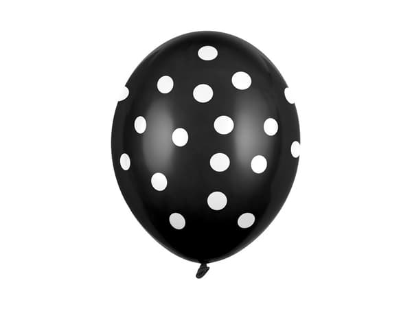 Ilmapallot 30 cm, pisteillä, pastellinmusta (1 pakkaus / 6 kpl)