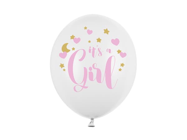Ballonger 30 cm, Det är en flicka, P. Renvit (1 förpackning / 6 st.)