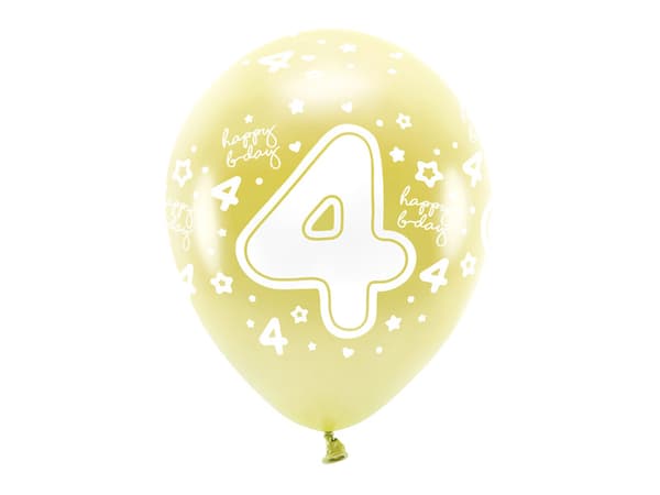 Ekoilmapallot 33 cm, numero '' 4 '', vaaleankulta (1 pakkaus / 6 kpl)