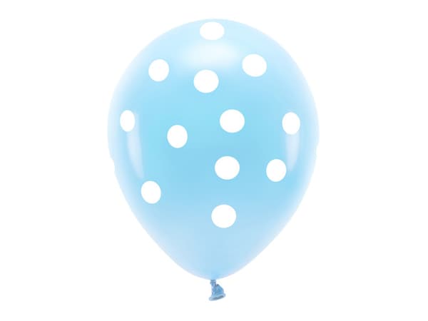 Ekoballonger 33 cm pastellfärgade, prickar, blå (1 förpackning / 6 st.)