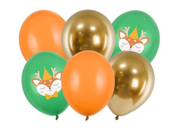 Balloner 30 cm, Hjort, mix (1 pakke / 6 stk.)