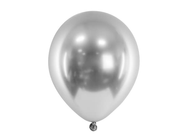 Glansiga ballonger, 46 cm, silverfärgade (1 förpackning / 5 st.)