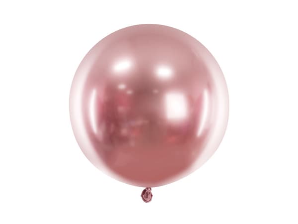 Glansig rund ballong 60 cm, roséguld