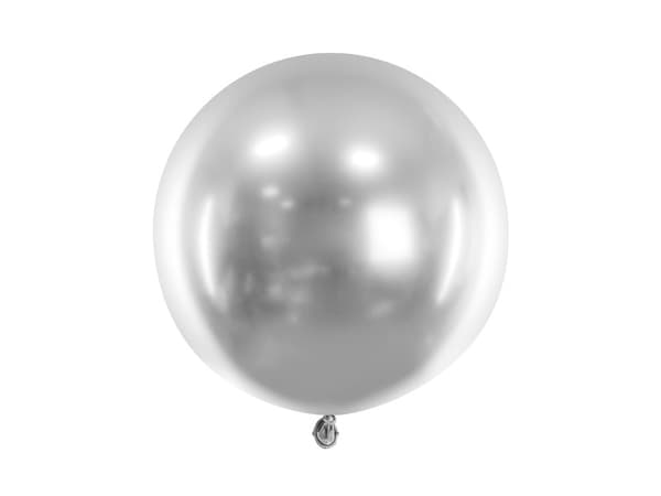 Glansig rund ballong 60 cm, silver