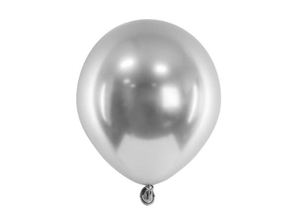 Glansiga ballonger 12 cm, silverfärgade (1 förpackning / 50 st.)