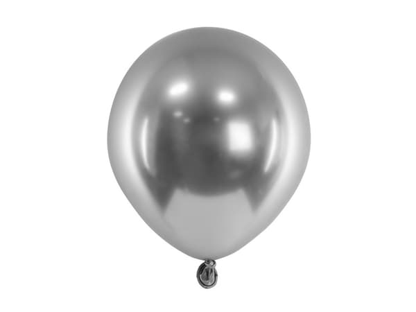 Glansiga ballonger 12 cm, mörksilver (1 förpackning / 50 st.)