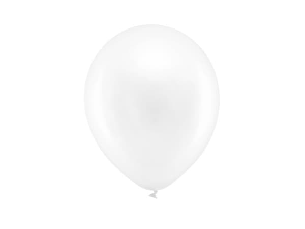 Regnbågsballonger 23 cm metallic, vita (1 förpackning / 100 st.)