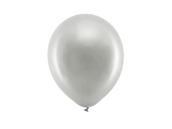 Regnbueballoner 23 cm metallisk, sølv (1 pakke / 100 stk.)