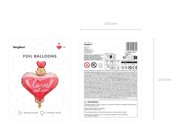 Love Elixir folieballon, 54x66 cm, mix (1 æske / 50 stk.)