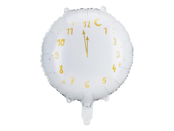 Folieballong med klockmotiv, 45 cm, vit (1 förpackning / 50 st.)