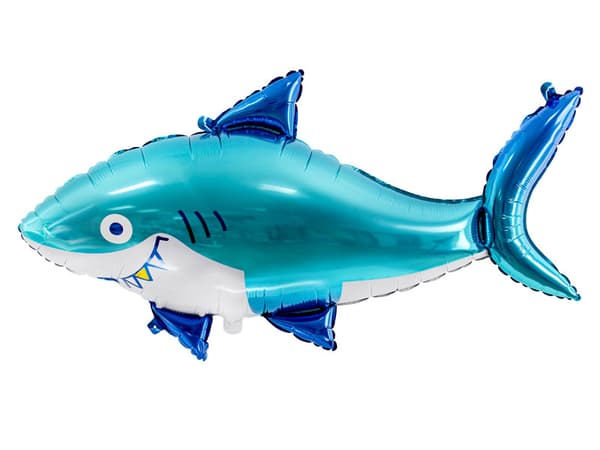 Folieballong med haj, 102x62 cm, blandad