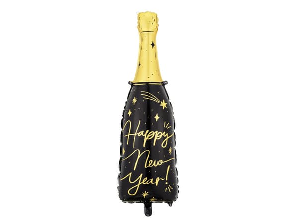 Folieballong Flaska Gott Nytt År, 39,5x98 cm, blandad